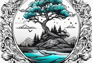 leave's tree flying away tattoo idea