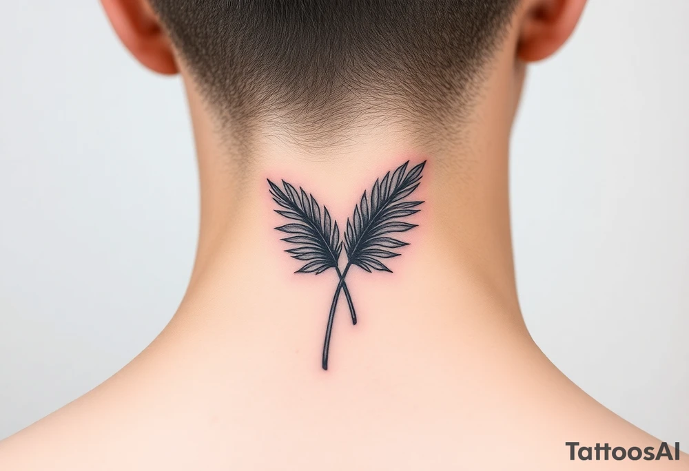 palm leaves neck tattoo tattoo idea