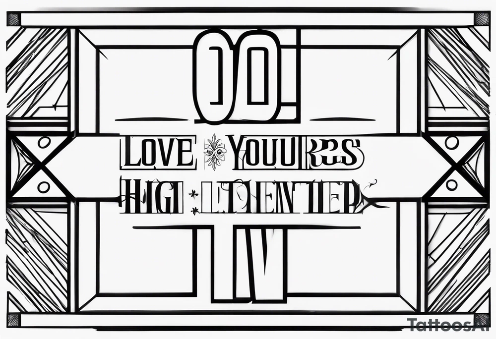 Simple quote that says love yours with a cross incorporated tattoo idea