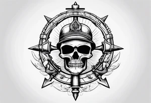 half anchor half helm
simple lines tattoo idea