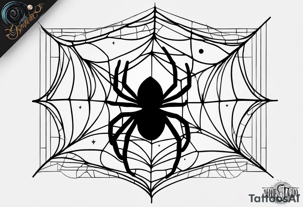 spider shooting web with his back connecting to  moon tattoo idea