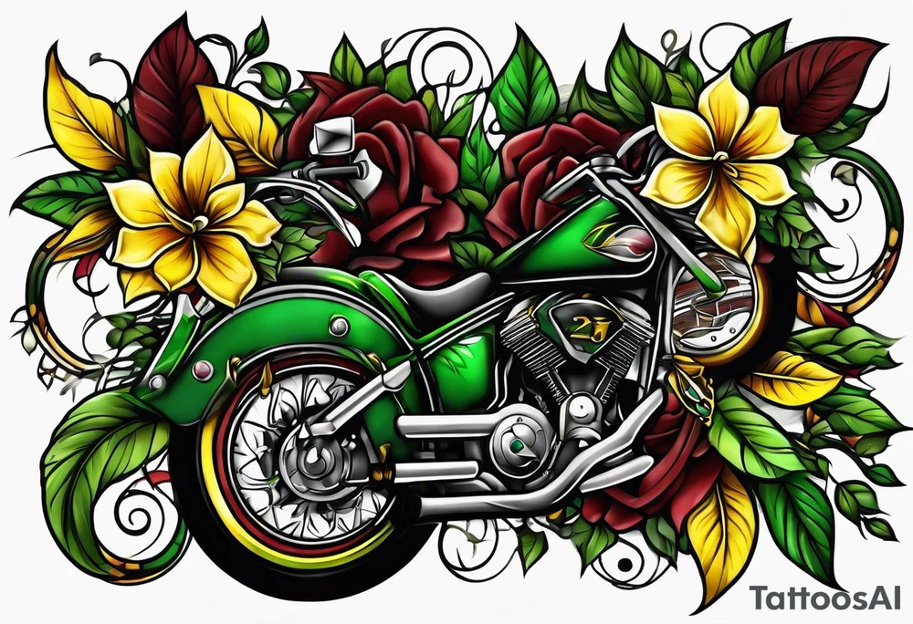 Number 24 with colors green, yellow, maroon and black tattoo idea