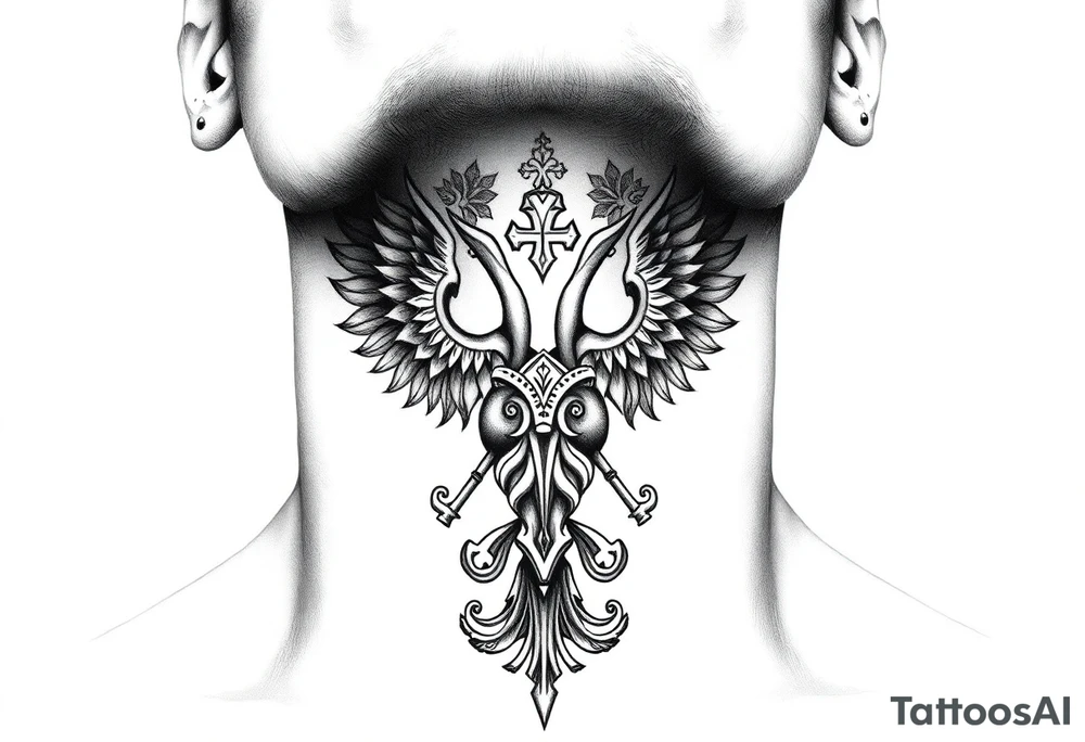 russian christian orthodox military neck design front facing tattoo idea