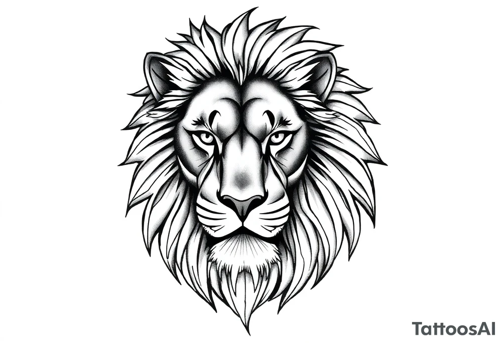 powerful majestic lion, close-up tattoo idea