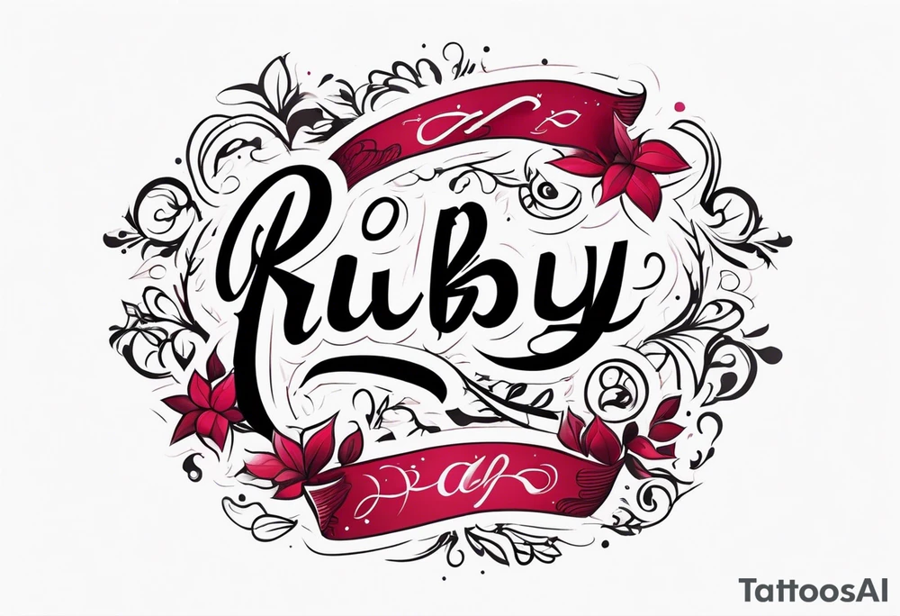 Ruby in cursive font tattoo idea