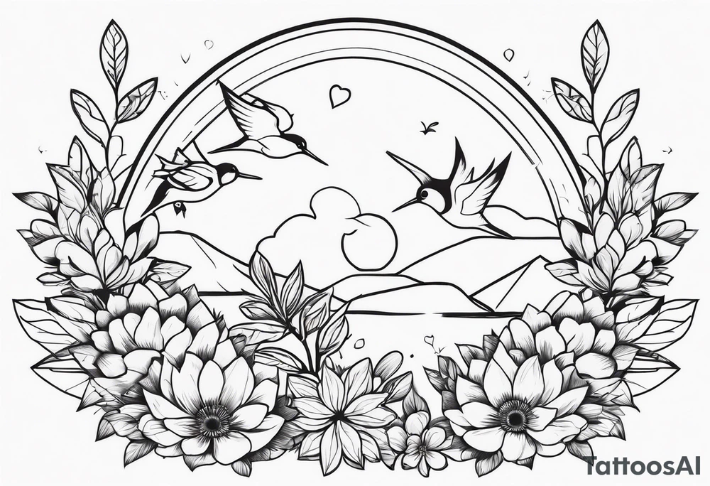 Flores com pássaros tattoo idea