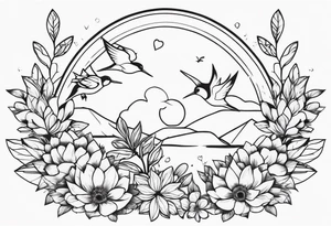 Flores com pássaros tattoo idea