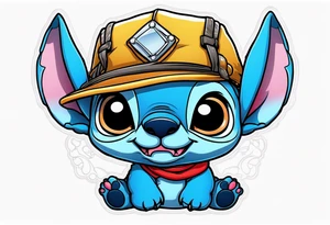 Baby stitch with welding hat tattoo idea