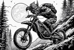 Green goblin riding a full suspension mountain bike tattoo idea