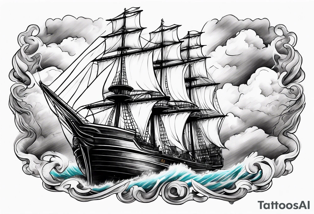 storm clouds surrounding a ship tattoo idea