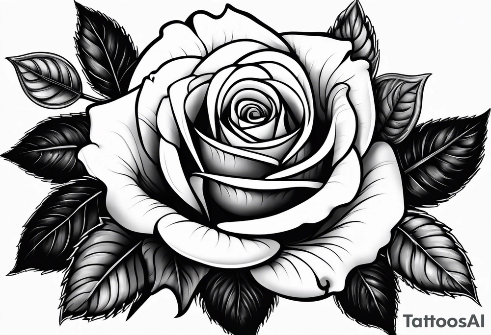 Bloomed rose with female body, kneeling tattoo idea