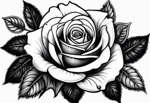Bloomed rose with female body, kneeling tattoo idea