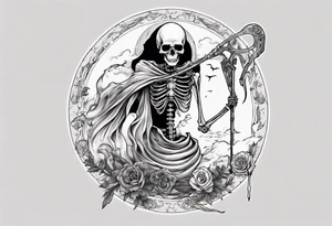 Ying yang death tarot card scythe skeleton tattoo idea