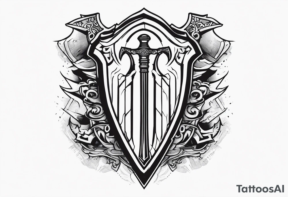 Valhalla sword shield axe
stairs fog tattoo idea
