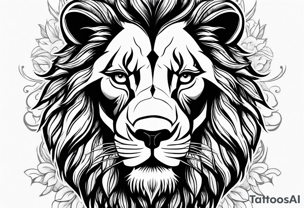 Lion with hair tattoo idea