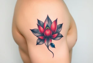 Two Lotus Flowers Intertwined(Red black and chrome blue are only colors possible) tattoo idea