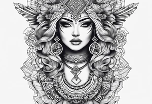 Columbia culture tattoo idea on leg/leg sleeve tattoo idea