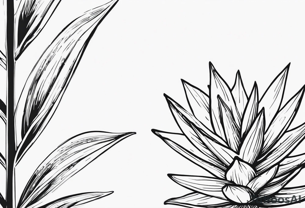Aloe plant leaf with 51.3168° N, 0.5600° W next to it tattoo idea