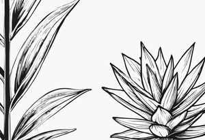 Aloe plant leaf with 51.3168° N, 0.5600° W next to it tattoo idea