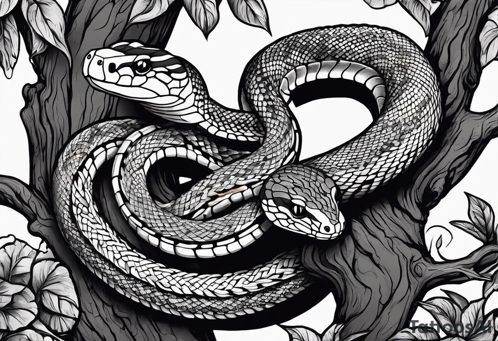Snake wrapped around a tree tattoo idea