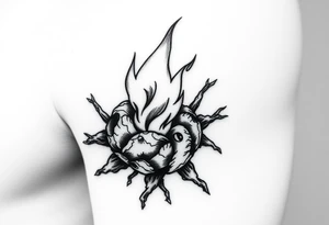 flame in a root ball tattoo idea