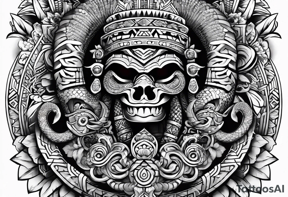 aztec snake sleeve tattoo idea