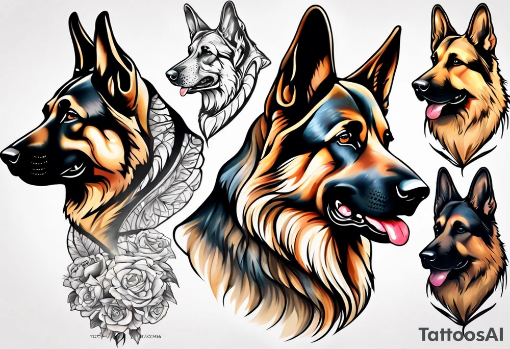 German shepherd side profile tattoo idea