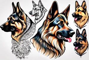 German shepherd side profile tattoo idea