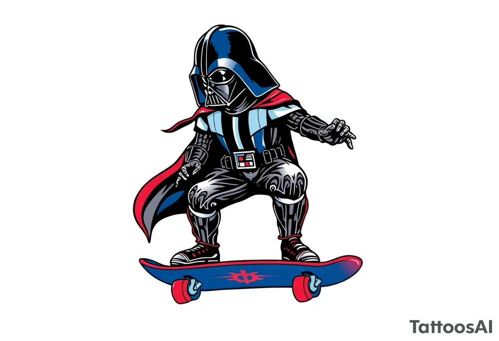 Darth Vader skateboarding >
blue & red
skateboard say "Darth Carter"
12/29/88-01/06/24 tattoo idea