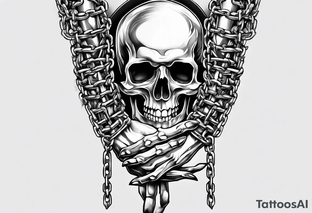 Skeleton hands chained together tattoo idea