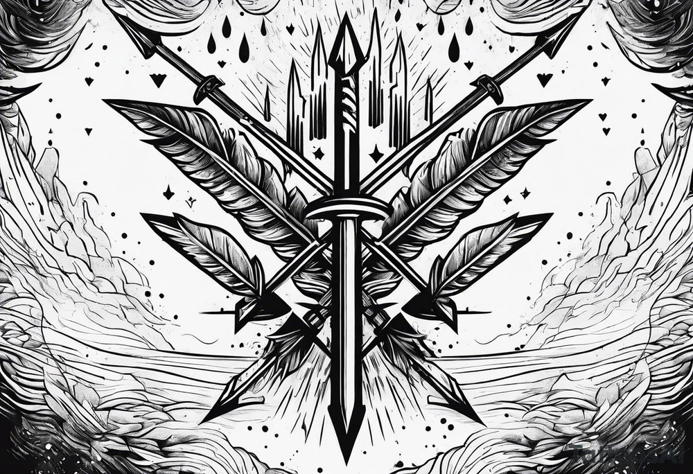 flaming arrows raining down from sky tattoo idea
