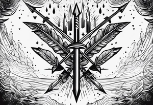 flaming arrows raining down from sky tattoo idea