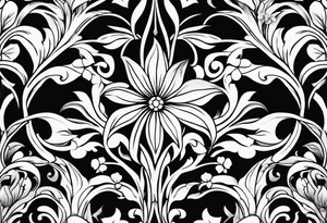 vertical and tall flower vine with shapes tattoo idea