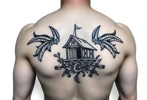 Polynesian tribal noah’s ark tattoo chest piece tattoo idea