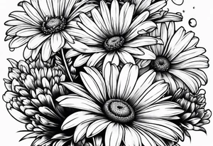 Daisy bouquet with stems tattoo idea