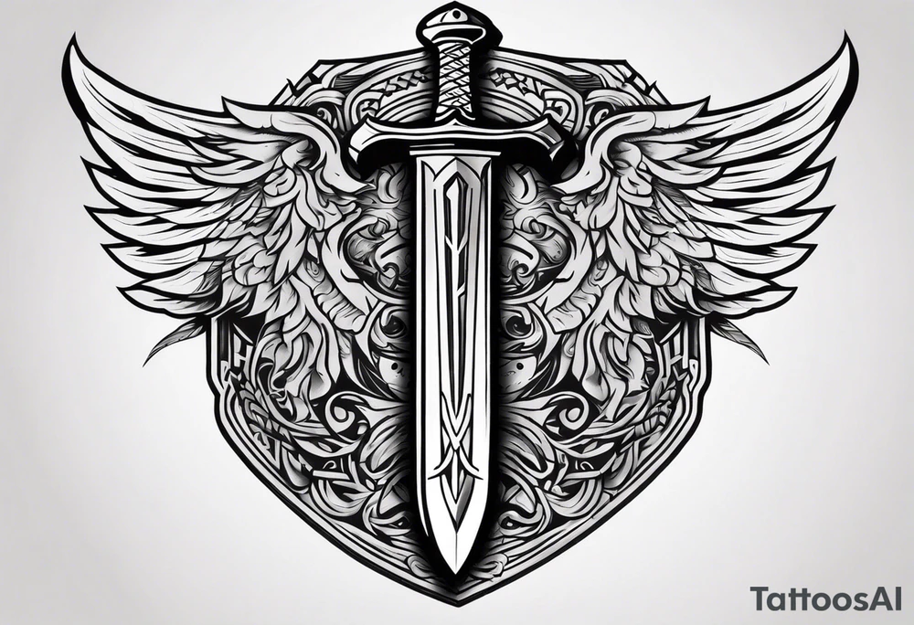 Valhalla sword shield heaven tattoo idea