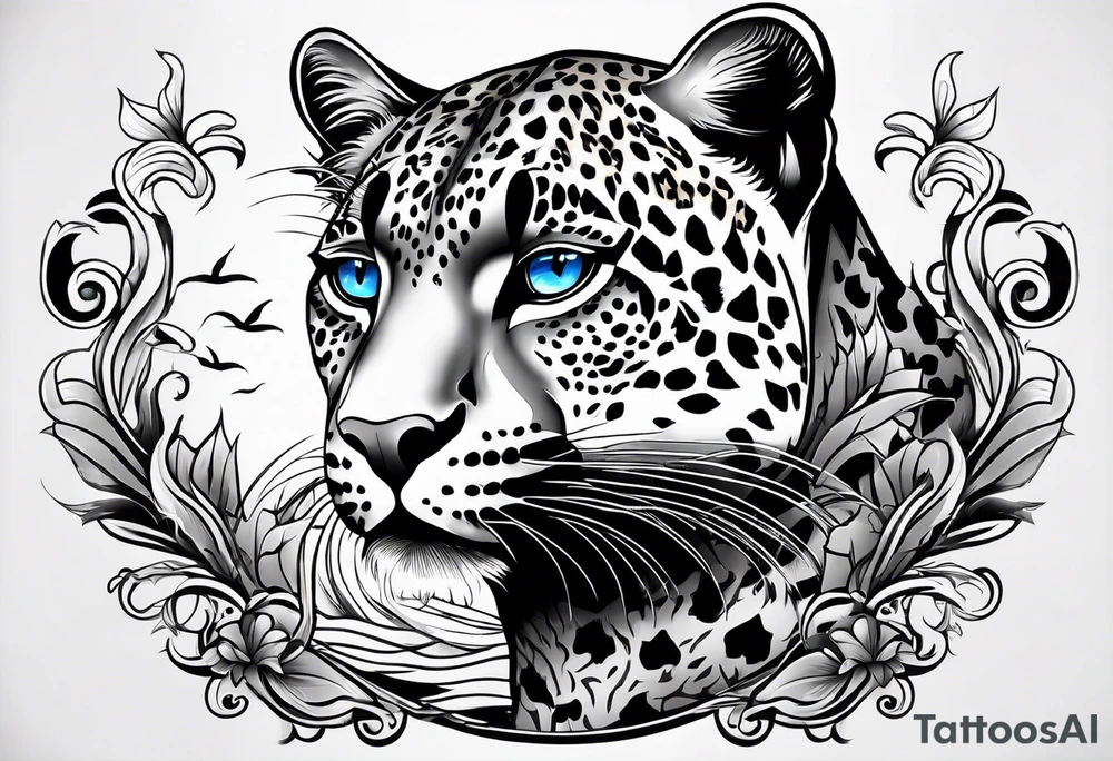 you leopard with blue eyes walking in a nautical setting tattoo idea you leopard with blue eyes walking in a nautical setting tattoo idea
