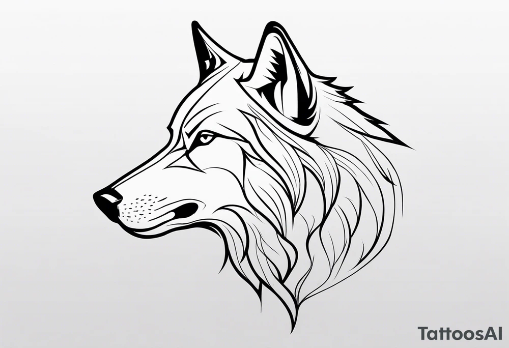 half left lone wolf face, lonely but wise tattoo idea
