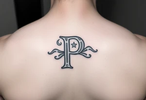 Small Letter P with a dollar bill coming out from the sides. make the P with a penis shape tattoo idea