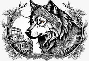 tattoo with a wolf and the Roman Colosseum. tattoo idea