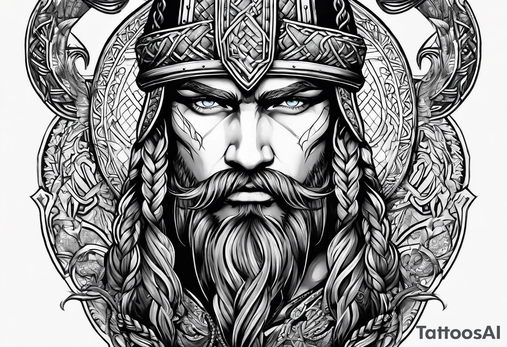 Viking with 6 braids tattoo idea