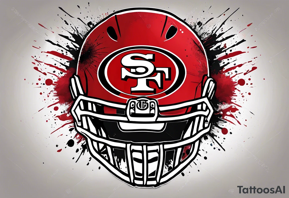 san Francisco 49er logo alone with team color specks of paint splatter tattoo idea