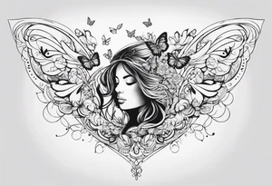 Ethnic ángel with butterflies tattoo idea