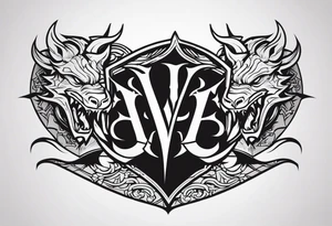 Valhalla sword shield dragon head axe tattoo idea