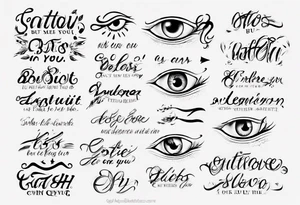 The text “but my eyes are on You” in thin, cursive lettering tattoo idea