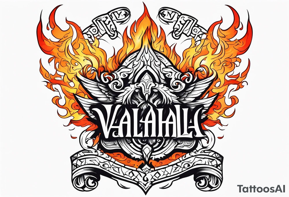 Valhalla on  fire tattoo idea