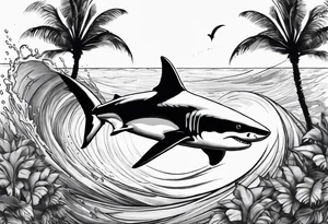 Great white shark, hurricane, palm trees, $$$$$$ tattoo idea