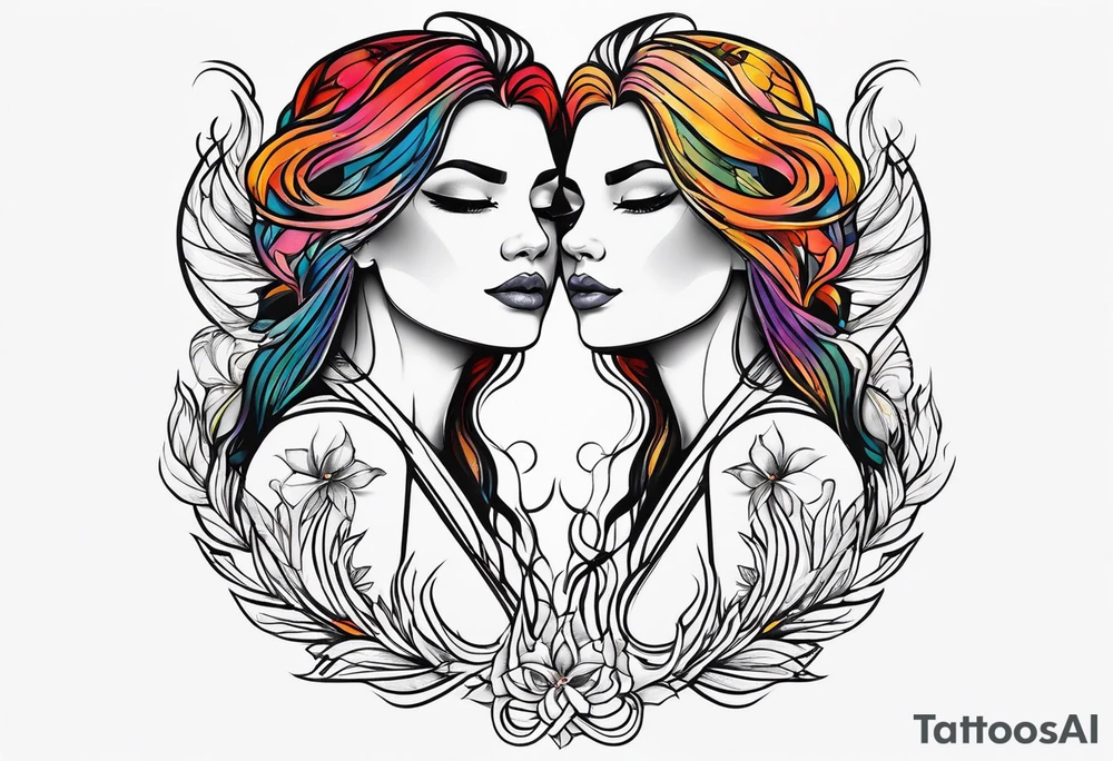 Twin flame linear symbol tattoo idea