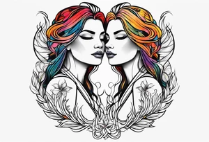 Twin flame linear symbol tattoo idea