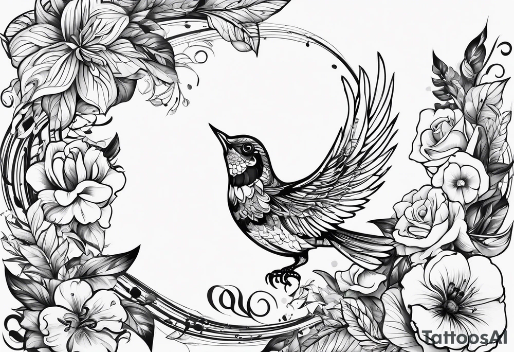 Musical theme ratio with letters L and R tattoo idea